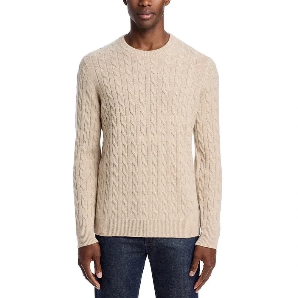 The Men's Store at Bloomingdale's Cashmere Cable Knit Sweater Men's M Oatmeal